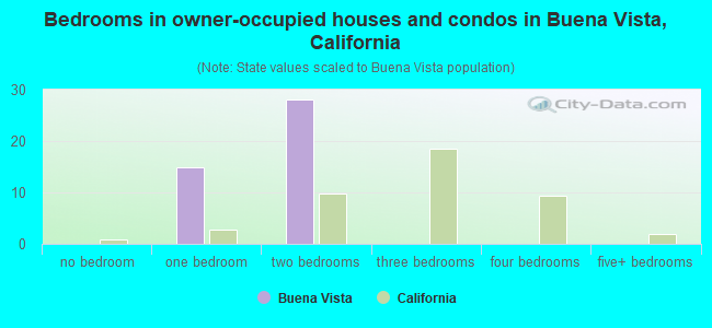 Bedrooms in owner-occupied houses and condos in Buena Vista, California