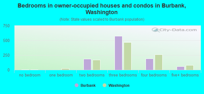 Bedrooms in owner-occupied houses and condos in Burbank, Washington