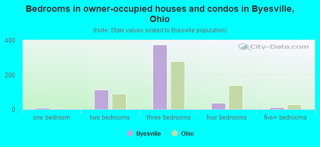 Bedrooms in owner-occupied houses and condos in Byesville, Ohio