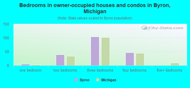 Bedrooms in owner-occupied houses and condos in Byron, Michigan