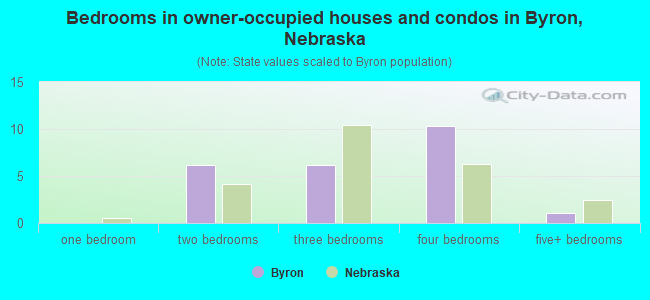 Bedrooms in owner-occupied houses and condos in Byron, Nebraska