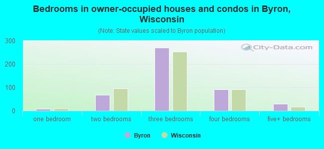 Bedrooms in owner-occupied houses and condos in Byron, Wisconsin