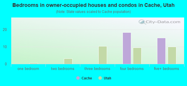 Bedrooms in owner-occupied houses and condos in Cache, Utah