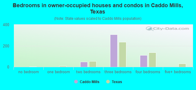 Bedrooms in owner-occupied houses and condos in Caddo Mills, Texas