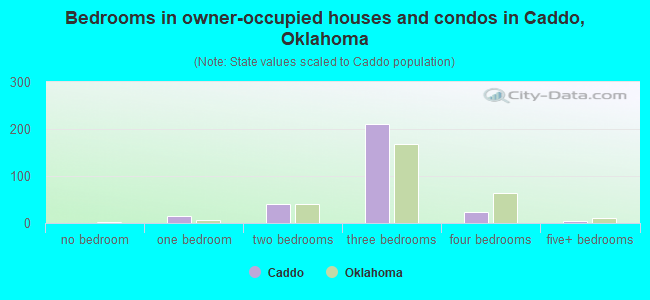 Bedrooms in owner-occupied houses and condos in Caddo, Oklahoma