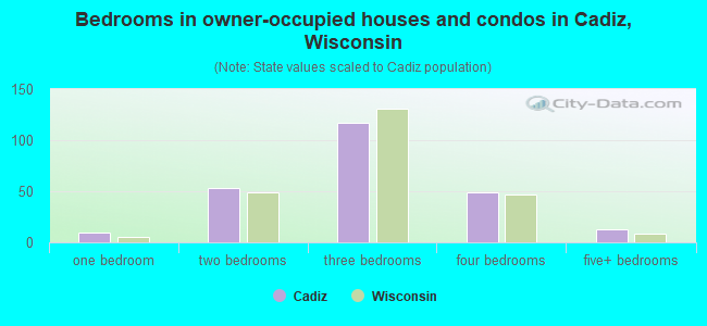 Bedrooms in owner-occupied houses and condos in Cadiz, Wisconsin