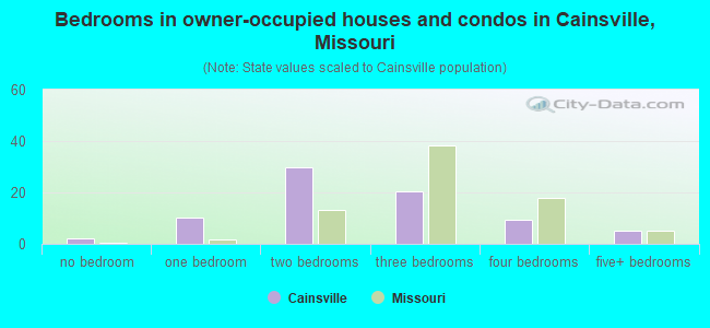 Bedrooms in owner-occupied houses and condos in Cainsville, Missouri