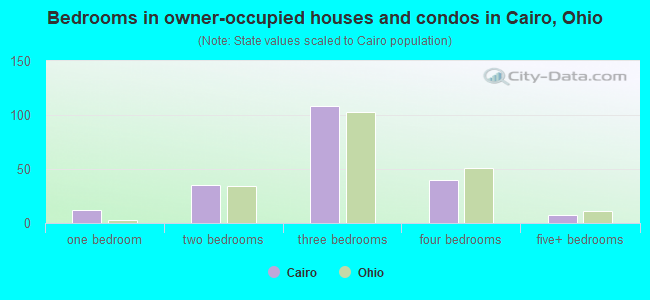 Bedrooms in owner-occupied houses and condos in Cairo, Ohio