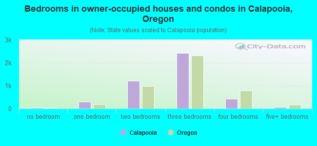 Bedrooms in owner-occupied houses and condos in Calapooia, Oregon