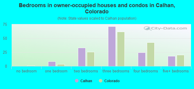 Bedrooms in owner-occupied houses and condos in Calhan, Colorado
