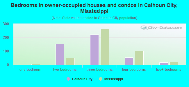 Bedrooms in owner-occupied houses and condos in Calhoun City, Mississippi