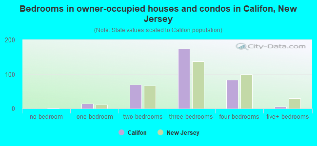 Bedrooms in owner-occupied houses and condos in Califon, New Jersey