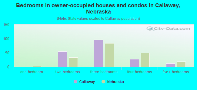 Bedrooms in owner-occupied houses and condos in Callaway, Nebraska