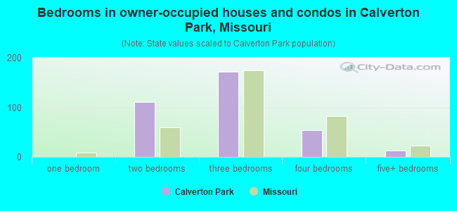Bedrooms in owner-occupied houses and condos in Calverton Park, Missouri