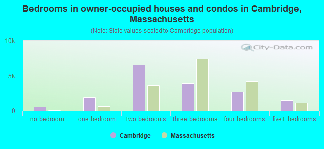 Bedrooms in owner-occupied houses and condos in Cambridge, Massachusetts