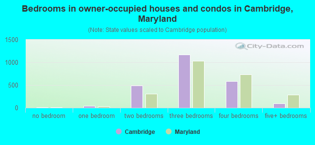 Bedrooms in owner-occupied houses and condos in Cambridge, Maryland