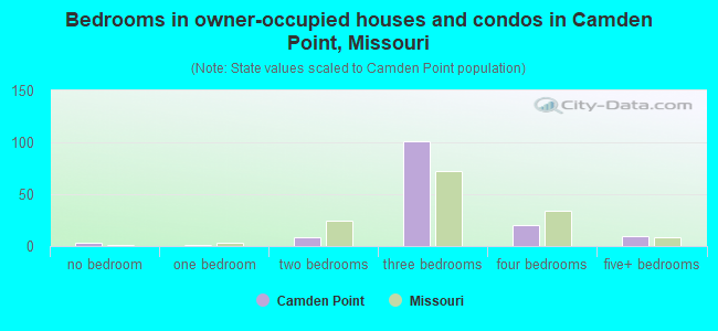 Bedrooms in owner-occupied houses and condos in Camden Point, Missouri