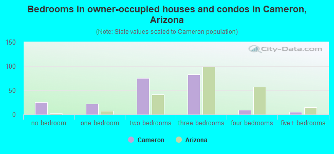 Bedrooms in owner-occupied houses and condos in Cameron, Arizona