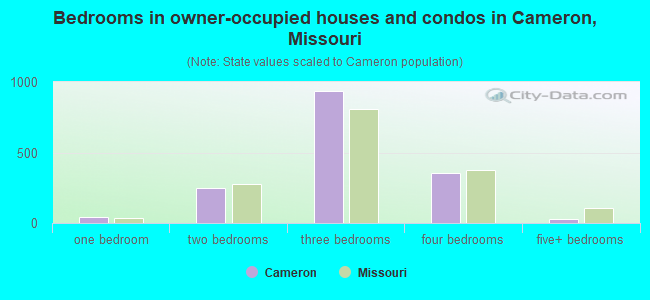 Bedrooms in owner-occupied houses and condos in Cameron, Missouri
