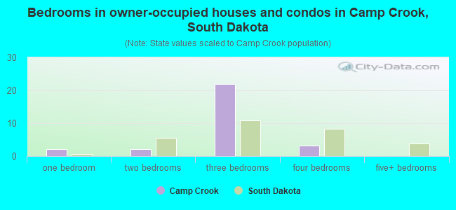 Bedrooms in owner-occupied houses and condos in Camp Crook, South Dakota
