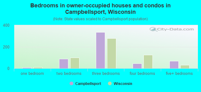 Bedrooms in owner-occupied houses and condos in Campbellsport, Wisconsin