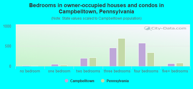 Bedrooms in owner-occupied houses and condos in Campbelltown, Pennsylvania