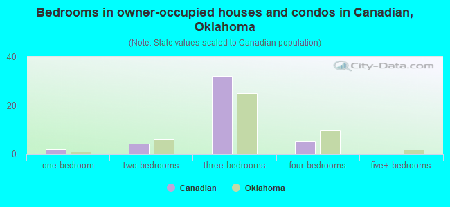 Bedrooms in owner-occupied houses and condos in Canadian, Oklahoma