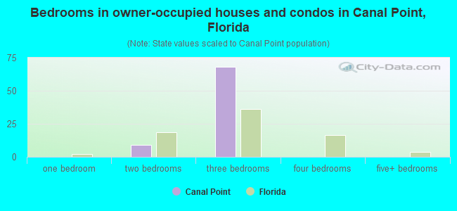 Bedrooms in owner-occupied houses and condos in Canal Point, Florida