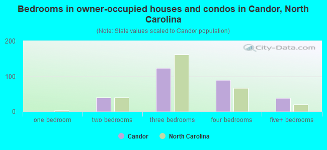 Bedrooms in owner-occupied houses and condos in Candor, North Carolina