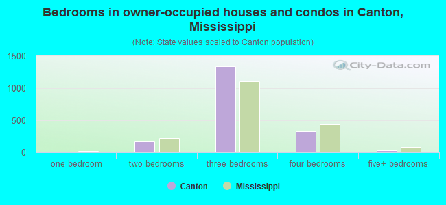 Bedrooms in owner-occupied houses and condos in Canton, Mississippi