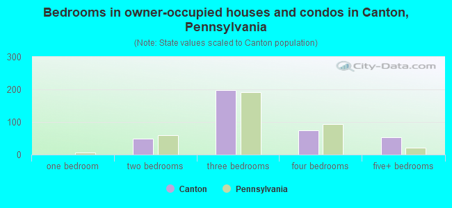 Bedrooms in owner-occupied houses and condos in Canton, Pennsylvania