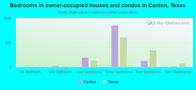 Bedrooms in owner-occupied houses and condos in Canton, Texas