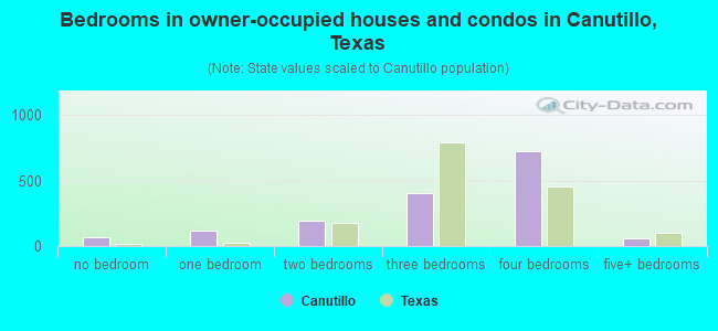 Bedrooms in owner-occupied houses and condos in Canutillo, Texas