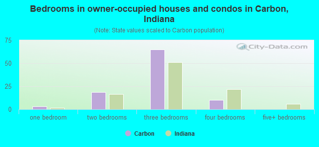 Bedrooms in owner-occupied houses and condos in Carbon, Indiana