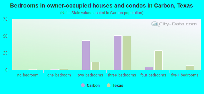 Bedrooms in owner-occupied houses and condos in Carbon, Texas