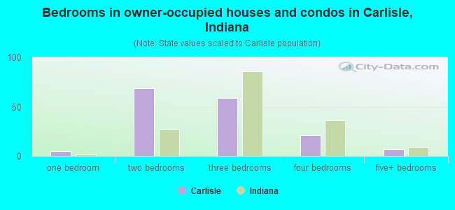 Bedrooms in owner-occupied houses and condos in Carlisle, Indiana
