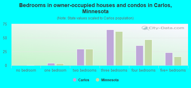 Bedrooms in owner-occupied houses and condos in Carlos, Minnesota