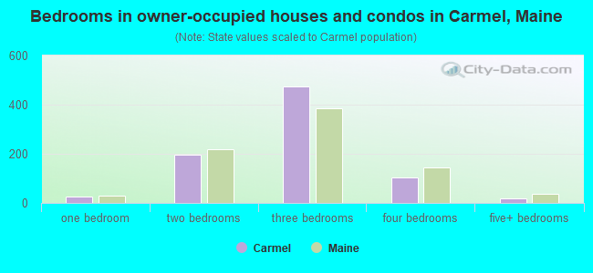 Bedrooms in owner-occupied houses and condos in Carmel, Maine