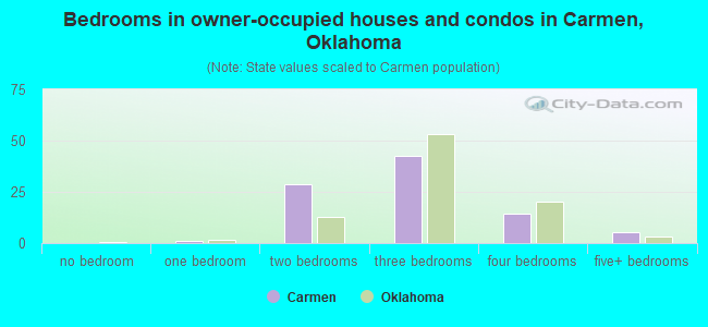 Bedrooms in owner-occupied houses and condos in Carmen, Oklahoma