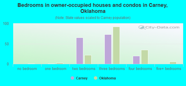 Bedrooms in owner-occupied houses and condos in Carney, Oklahoma