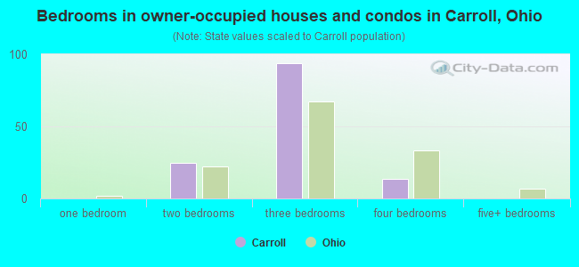 Bedrooms in owner-occupied houses and condos in Carroll, Ohio