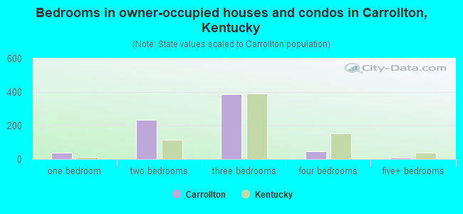 Bedrooms in owner-occupied houses and condos in Carrollton, Kentucky