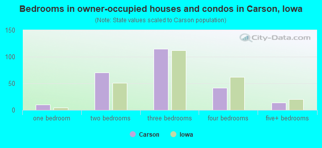 Bedrooms in owner-occupied houses and condos in Carson, Iowa