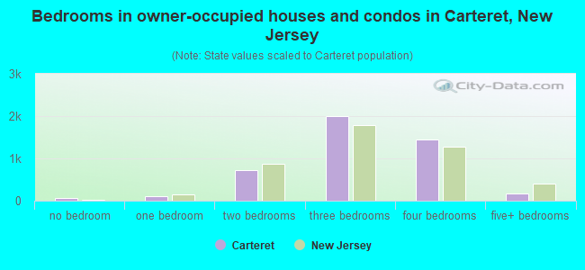 Bedrooms in owner-occupied houses and condos in Carteret, New Jersey