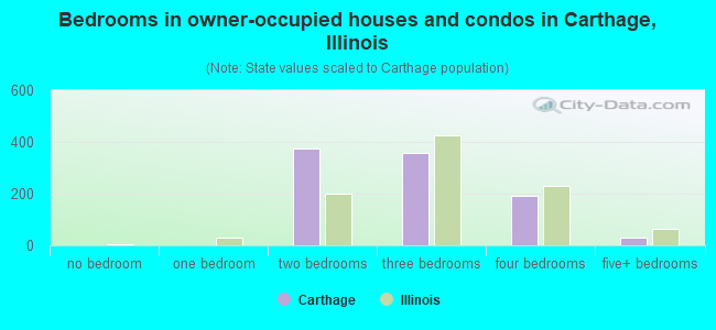 Bedrooms in owner-occupied houses and condos in Carthage, Illinois