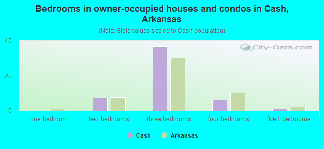 Bedrooms in owner-occupied houses and condos in Cash, Arkansas