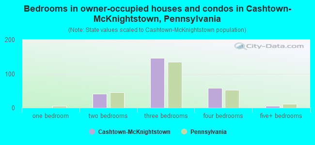 Bedrooms in owner-occupied houses and condos in Cashtown-McKnightstown, Pennsylvania