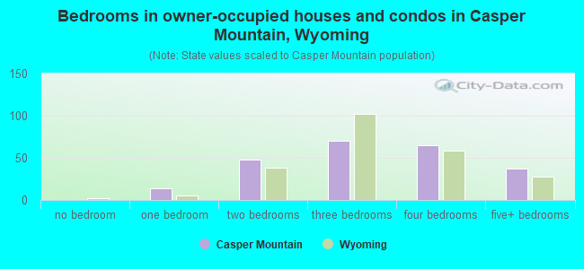 Bedrooms in owner-occupied houses and condos in Casper Mountain, Wyoming