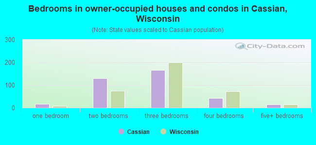 Bedrooms in owner-occupied houses and condos in Cassian, Wisconsin