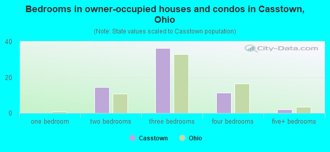 Bedrooms in owner-occupied houses and condos in Casstown, Ohio